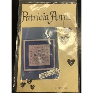 vtg 1987 Patricia Ann Designs FAMILIES HAPPINESS FOREVER Cross Stitch Pattern‎